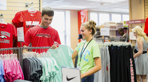 Students and staff shopping in bookstore