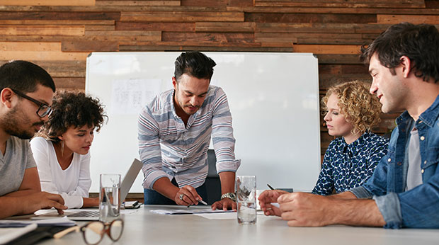 Students around conference table