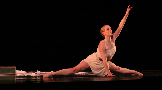 Female dance student at La Roche University performing on stage