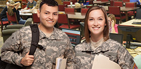 Two military students in the library