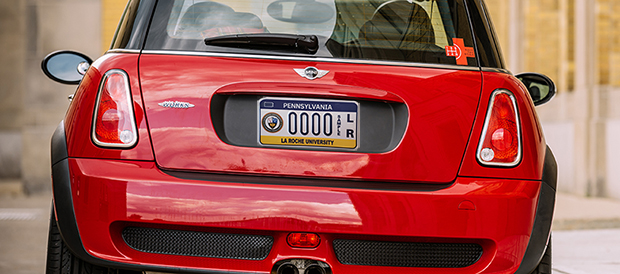 Car with La Roche University Licence Plate