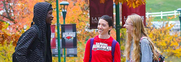 LRU student on campus in the Fall