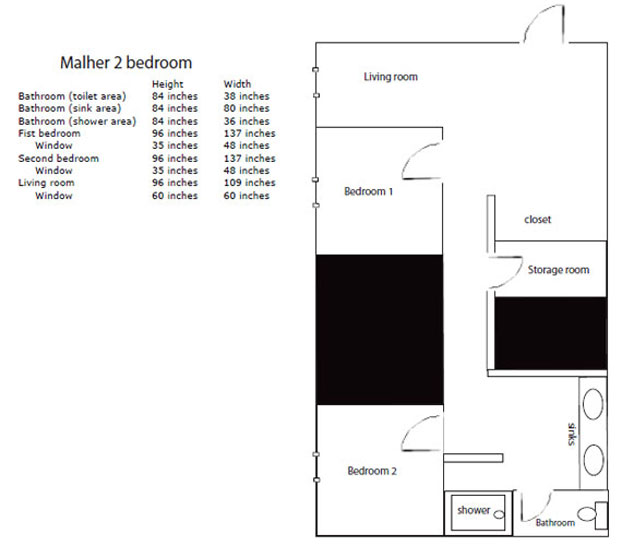 Mahler Hall 2 bedroom layout