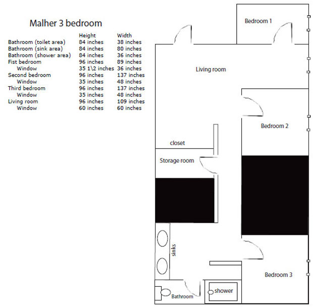 Mahler Hall 3 bedroom layout